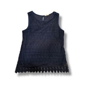 Elegant Navy Blue Lace Top